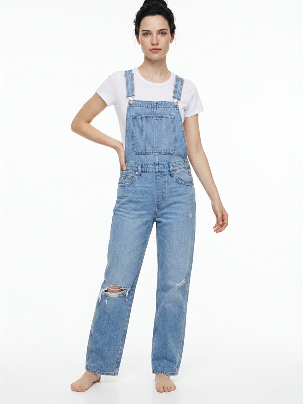 👖 Paige Denim Overalls Size 27 Straight Leg Blue‎ Distressed